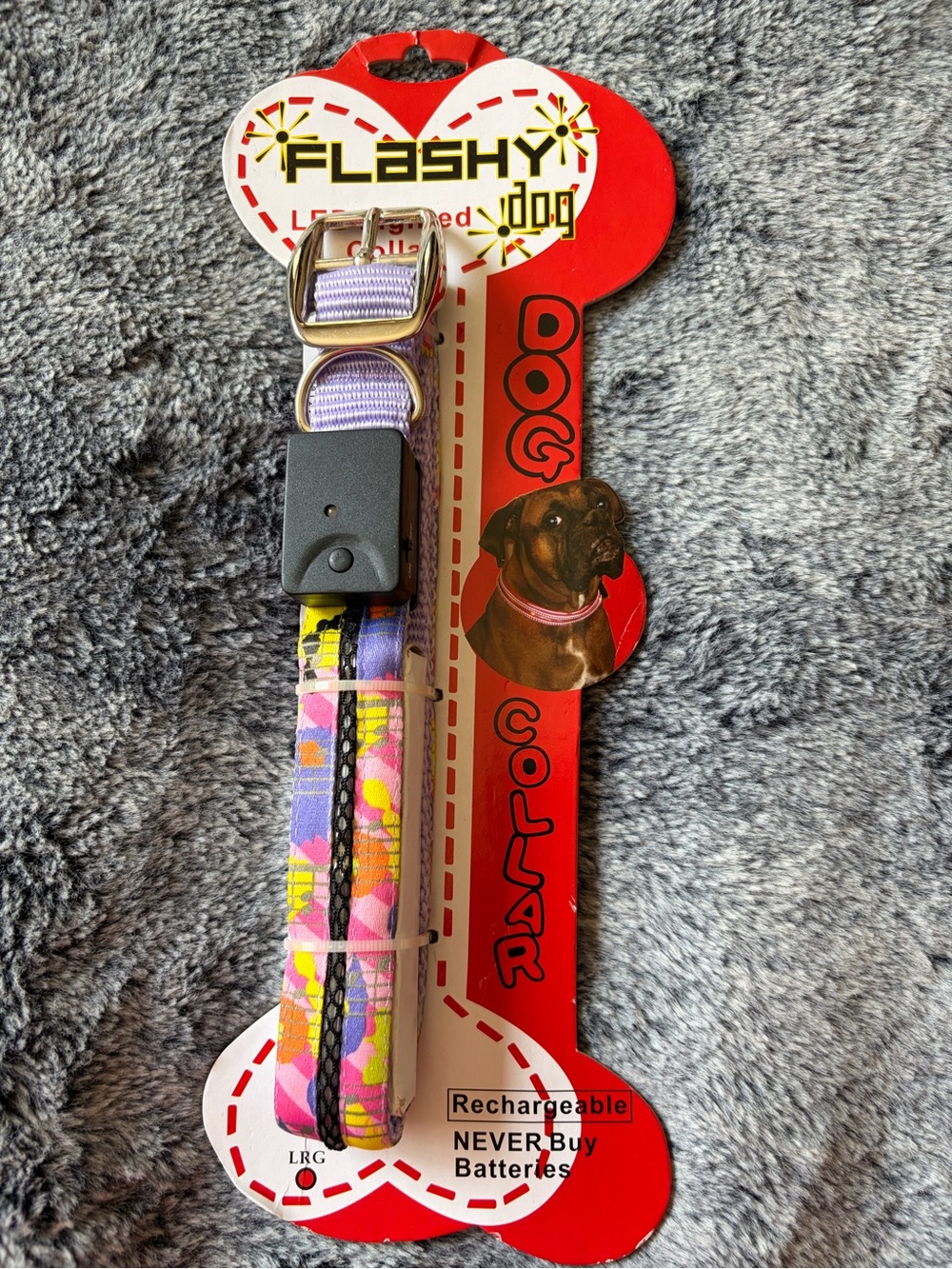 LED Dog Collar - Purple Floral - Picture 5 of 6